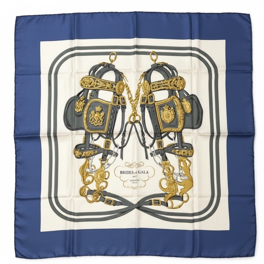 Hermes Brides de Gala 100% Silk Scarf in Blue